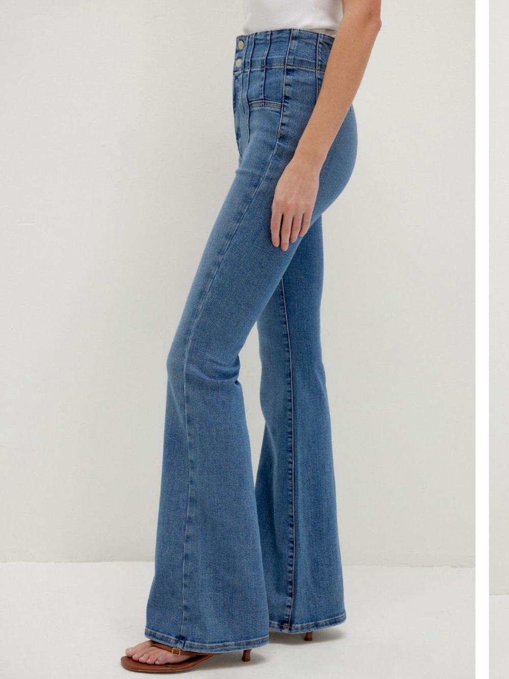 We The Free Medium Blue High-Rise Flare Jeans
